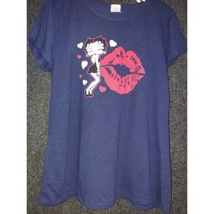 Betty Boop Cartoon Blow Kisses Lips Hearts Womens Size xl jerzees t-shirt